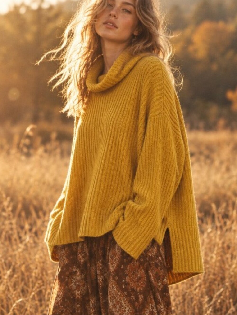 Antropoligie Neck Ribbed Sweater Yellow